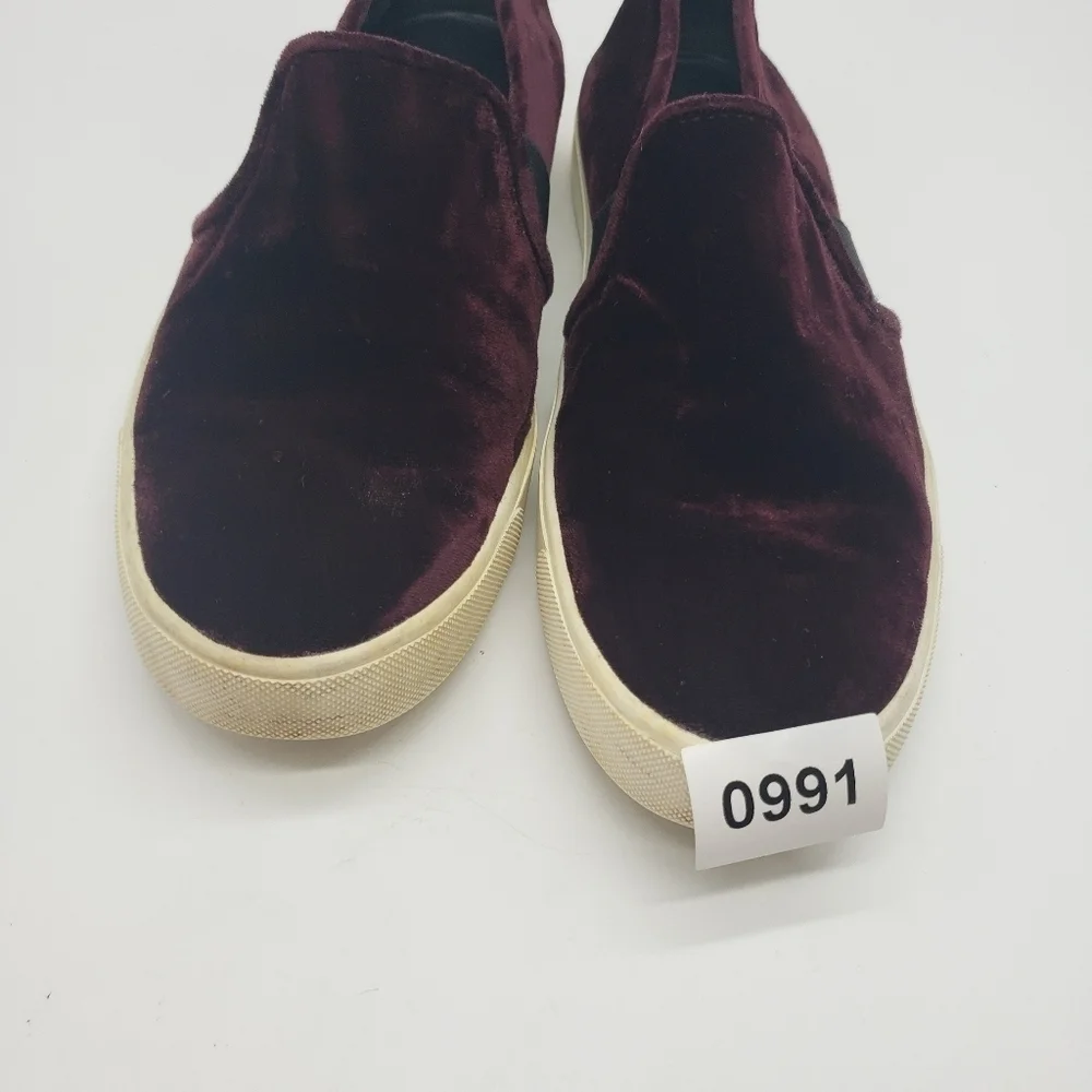 VINCE. Women US 8.5 plum burgundy wine color velvet slip on sneakers BLAIR - Picture 9 of 9